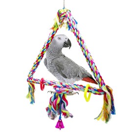 Bonka Bird Toys Rope Triangle Hanging Perch Colorful Cotton Grab Chew Parrot Quaker Cockatoo Budgie