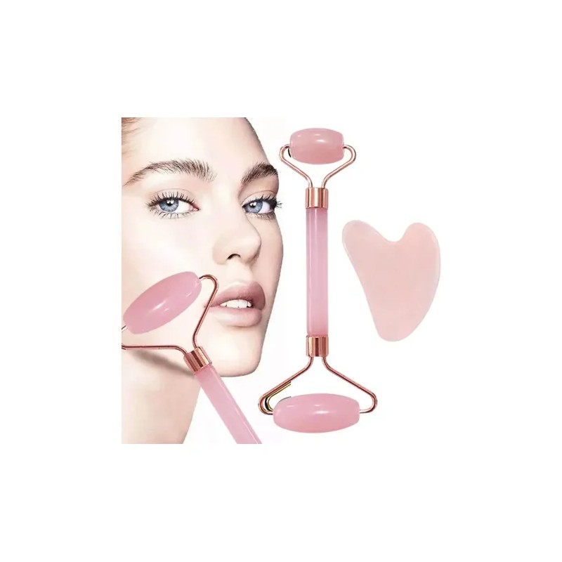 Kit Rodillo De Jade Y Gua Sha Masaje Facial Y