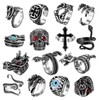 15pcs Rings Set Vintage Snake Skull Shaped Adjust Opening Alloy