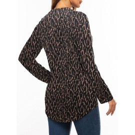 Halife Womens Vintage V-Neck Long Sleeve Floral Print Tunic Tops to Wear with Leggings Brown XL