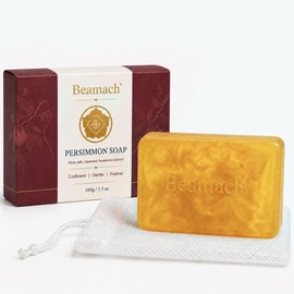 Beamach Japanese Persimmon Soap for Body Odor, Persimmon Soap with Foaming Net, Gentle Body Cleansing Bar for Men and Women, Underarms, Neck, Back and Feet (1pc)