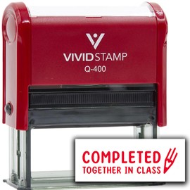 Vivid Stamp Completed Together in Class Stamps for Grading Self-Inking Rubber Stamps (Red Ink) - Q-300
