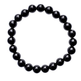 Zenergy Gems CHARGED Premium 7" Black Onyx Crystal 8mm Bead Bracelet + Selenite Heart Charging Crystal Included (PROTECTIVE & GROUNDING)