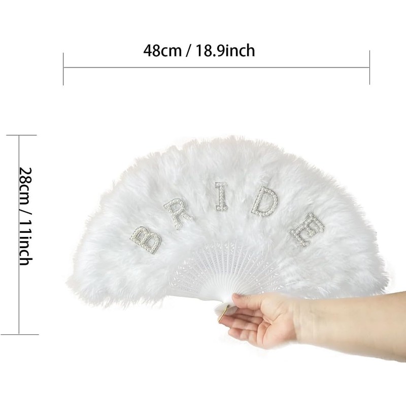 TRIXES Bride Handheld Feather Fan - Bride To Be Gift