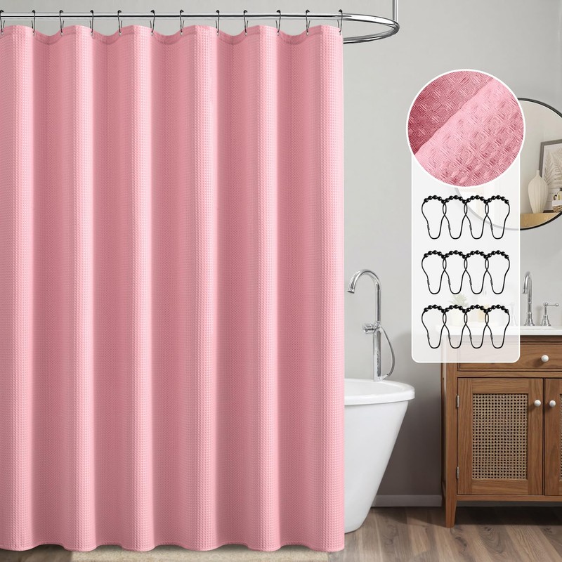 MIULEE Extra Long Waffle Weave Shower Curtain 84 Inch Long