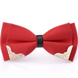 SYAYA Male Men's boy's Polka Dot Classic Pre-Tied Formal Tuxedo Bowtie Jacquard Party Wedding Necktie Ties Adjustable Mens boys Tie CLJ12 - Red