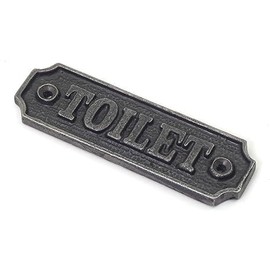 Cast Iron Toilet Door Sign, 115mm x 35mm, Vintage Style, with Fixing Screws, Black