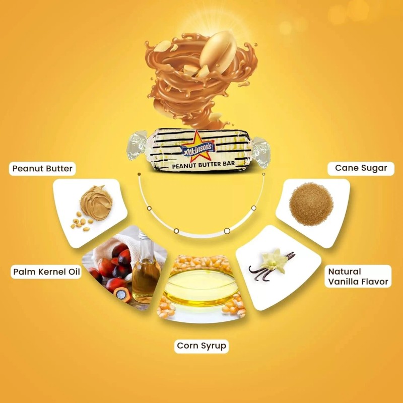 ATKINSON'S Peanut Butter Bars Old Fashioned Bulk Delicious Candy (4