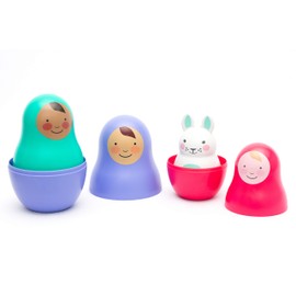 Rosa & Bo Little Jewels Nesting Babies with Chiming Rattle - Russian Doll Educational Sensory Stacking Toy suitable for 6 months, 1,2 and 3 Year Old Boys and Girls