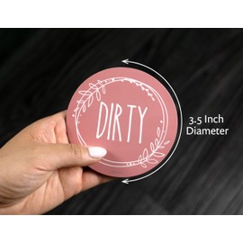 Dishwasher Magnet Clean Dirty Sign, Double-Sided Clean/Dirty for Stainless Steel Dishwashers, White & Pink Magnetic Home and Kitchen Gadgets