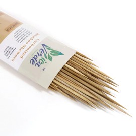 50 PCS Bamboo Skewers, 12 Inches Natural Carbonized bamboo sticks for Appetizers, Fruit, Kebabs, Grilling Barbecue, Mini Burger, Sausage, Kitchen Gadget