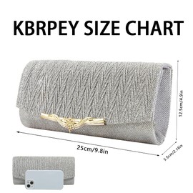 KBRPEY Women's Clutch Metallic Sequins Evening Bag with Removable Chain Elegant Evening Bag Handbags Envelope Bag Shoulder Bags for Wedding Party Leisure Date, silver