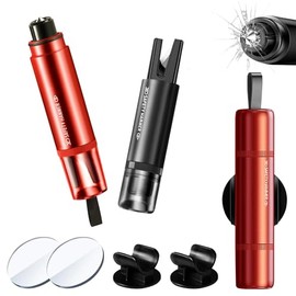 Yesimola 2 Stück Autosicherheit Nothammer Auto,Sicherheitshammer Auto mit Gurtschneider, 2 In 1 Notfallhammer Auto,Kompakter Tragbarer Nothammer,Notfall-Fluchtwerkzeug für Autos(Schwarz,Rot)