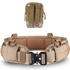 Kuroobaa Tactical Belt for Survival Games, Belt, Pouch, Work, Tactical Belt, Tactical Belt Pad, Tactical Pouch 3-Piece Set, green, Free size