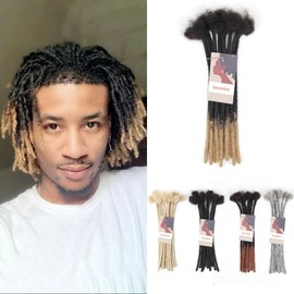 Lounoke 40 Strands Human Hair Loc Extensions, 8 inch Pencle Size 0.6cm,1B/27, Width Dreadlock Extension Real Human Hair