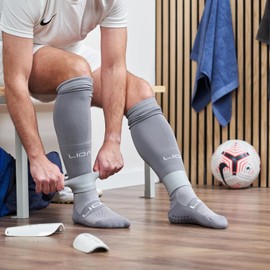 Silicone Soccer Leg Bands for Adults & Older Kids - Tape Alternative to Hold Shin Guards in Place - Variety of Colours to Match Your Team Uniform (Grey)