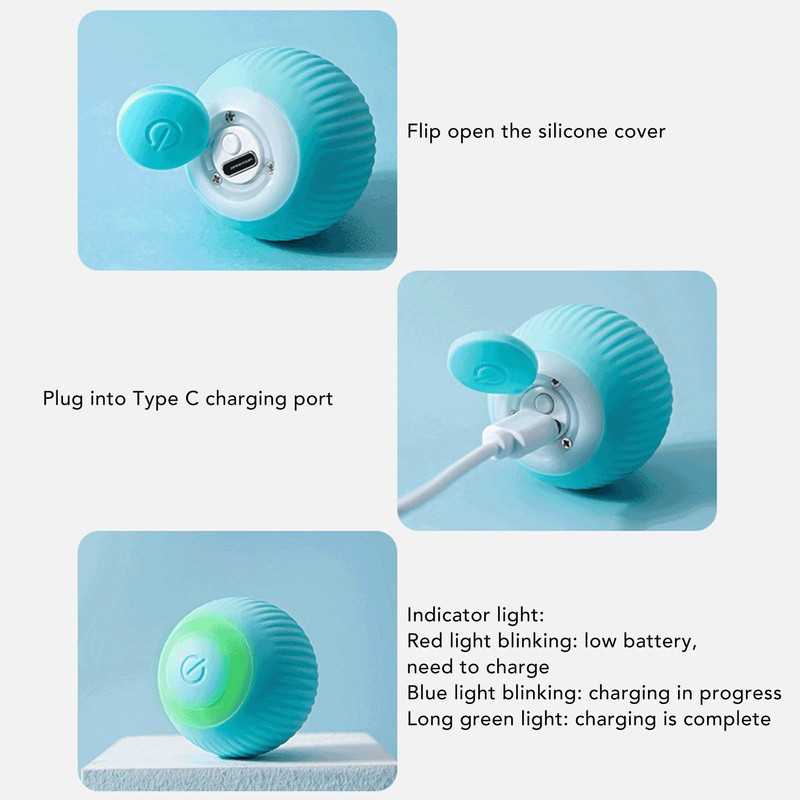 Smart Rolling Ball USB Rechargeable Quiet Relieve Boredom Interactive Cat