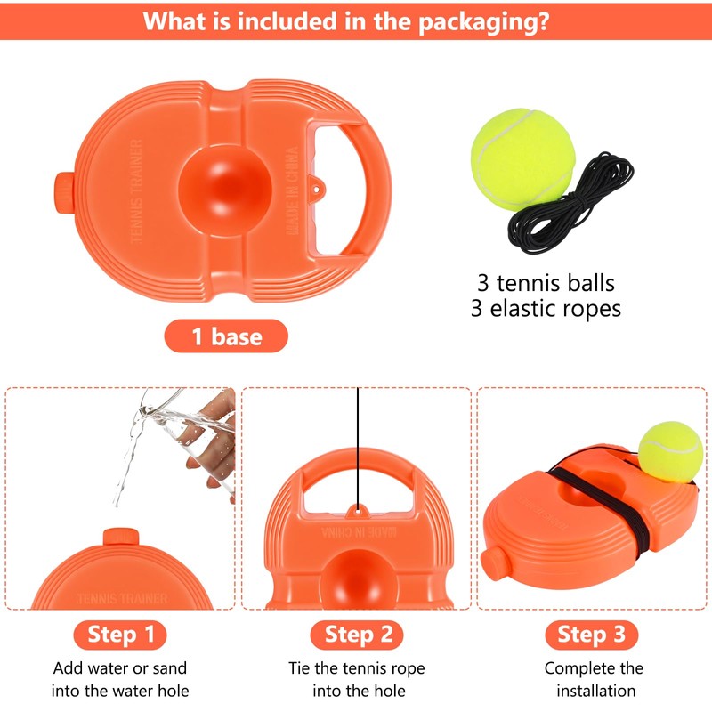 ALLOMN Solo Tennis Trainer Rebound with 3 String Balls, Solo