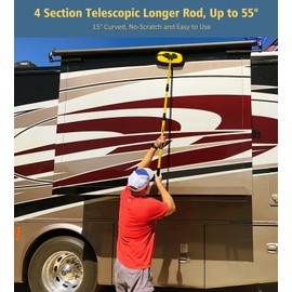 YeewayVeh Car Wash Brush Mop with Long Handle, 55" Car Wash Brush with 2 Replaceable Microfiber Mop Heads, 15° Curved Extension Pole Auto Cleaning Wash Kit for Truck SUV RV Camper, Yellow