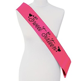 SMARTYPANTS Sweet Sixteen 16 Birthday Girl Party Hot PinkParty Celebration Sash