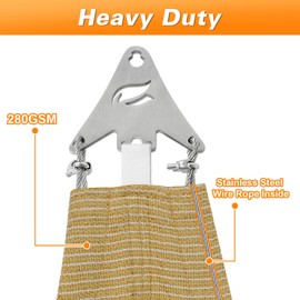 Sunocity Super Ring 18'x18'x18' Beige Triangle Sun Shade Sail, Commercial Grade UPF50 Canopy, 280 GSM Heavy Duty Fabric, 98% UV Blockage, Reinforced Corners & Edges Design