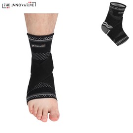The Innovative Ankle Brace - Adjustable Ankle Support Wraps Pack of 1 for Men and Women, Ideal for Sports Protection, Achilles Tendonitis, Ligament (Black, L)