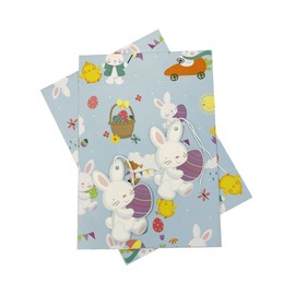 2 x Easter Gift Wrapping Paper Sheets with Gift Tags 50cm x 70cm Premium Recyclable Gift Wrap, Bunny & Chicks Perfect for Easter DIY Crafts
