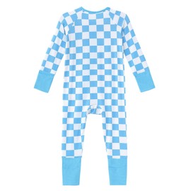 SUZEL - Pijama de viscosa para bebé, de bambú, sin pies, con cierre, ropa para dormir y jugar, mameluco de una pieza, Azul, 6-12 Meses