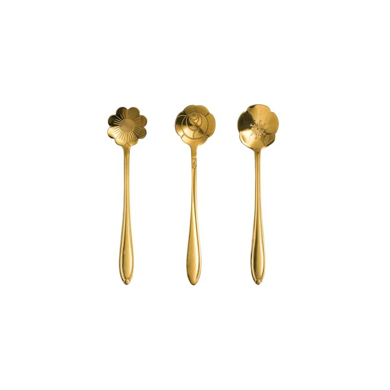 Creative Co-Op Flower Shaped Stainless Steel Condiments Spoons with Gold-Tone