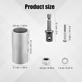 Trailer Jack Drill Adapter, Stainless Steel Valet Electric Tongue Drill Attachment Trailer Camper Handle Replacement with 1/2 Inch Socket Adapter Drill Bit Fit for 1 Inch Jack Driving Shaft