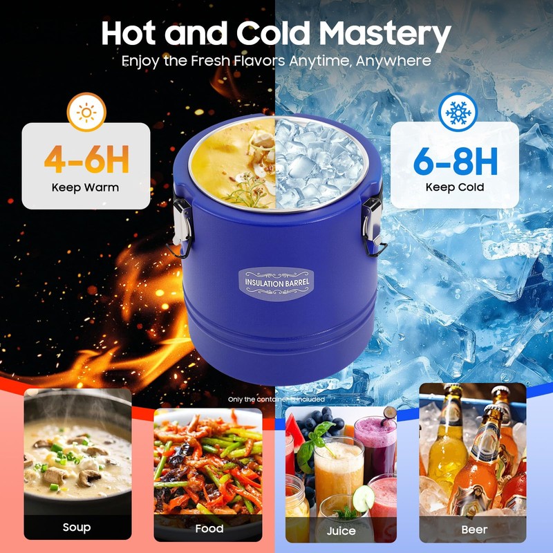 15.9QT Insulated Soup Container with Lid, 4 Gallon Commercial Food