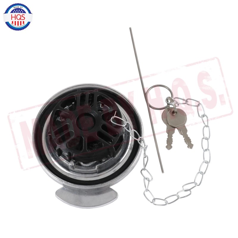 HQS 2x Chrome Lever Style Locking Fuel Cap 4" For