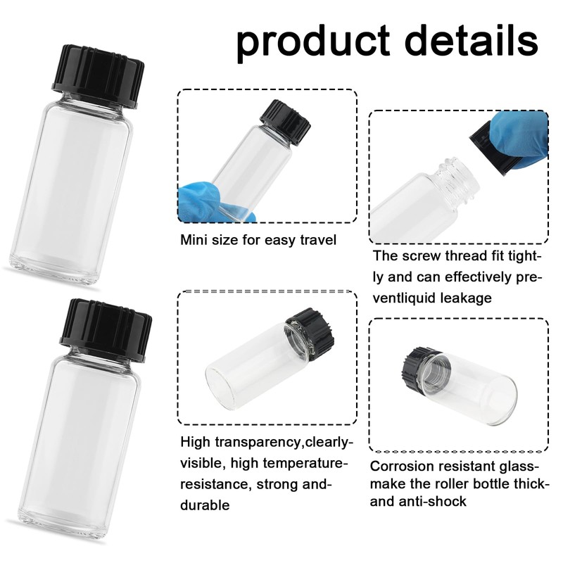 JIUWU 10 Pack Glass Vials,10 ml Glass Bottle with Screw