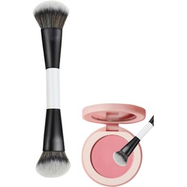 Brocha Para Rubor, Brocha Para Base, Cerdas Densas De Doble Punta, Brochas De Maquillaje Pa-ra Base Líquida Par-a Mezclar, Herramienta Cosmética Par-a Rubor En Polvo, Resaltador, Contorno, Corre