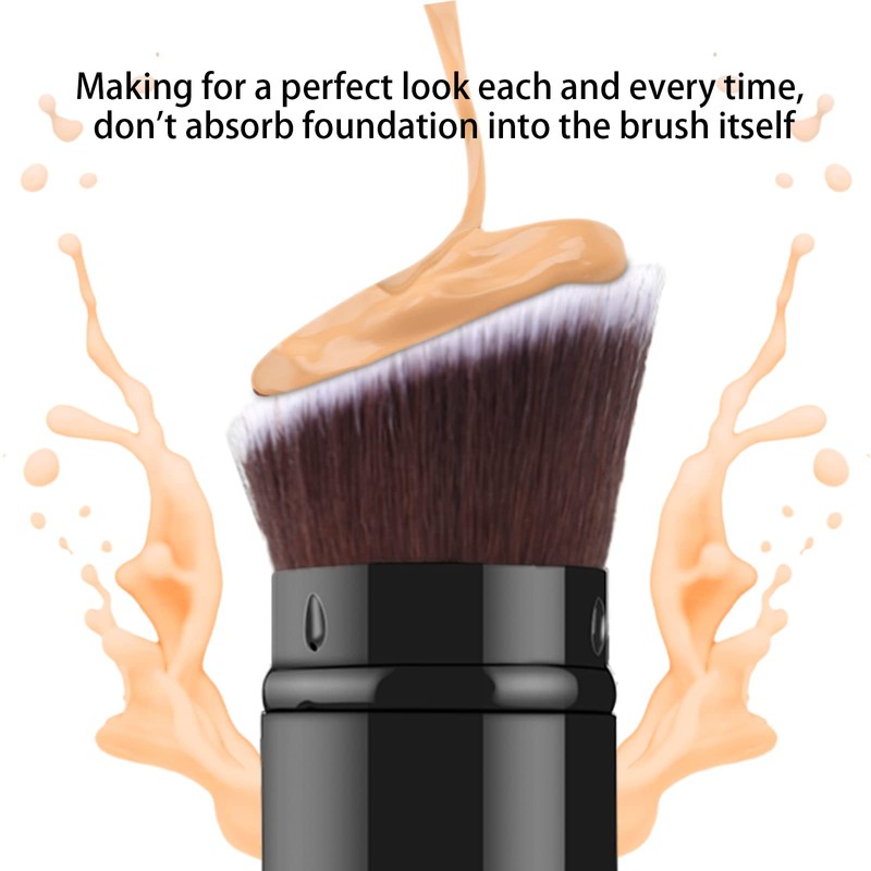 Falliny Retractable Foundation Makeup Brush, Travel Angled Kabuki Powder Brush