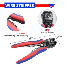 Ferrule Crimping Tool, 3 in 1 Stripper/Cutter/Crimping Heavy Duty Automatic Electrical Wire Strippers,Self-Adjusting Wire Stripper and Crimp Ferrule Ratchet Tool Set, HSC8 6-4A 0.25-10mm², 23-7 AWG