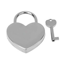 1pcs Heart-Shaped Padlock, 1.8 x 2.3in Mini Lock with Keys Height Polished Metal Locks for Luggage Handbag Diary Book Jewelry Box[Silver] Keyed Padlocks