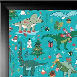 Dinosaur Lap Tray: Childrens Bean Bag Cushioned Laptop Lap Desk, Padded TV Dinner Food Eating Tray Table (Christmas Dinosaurs Turquoise, Black Frame)