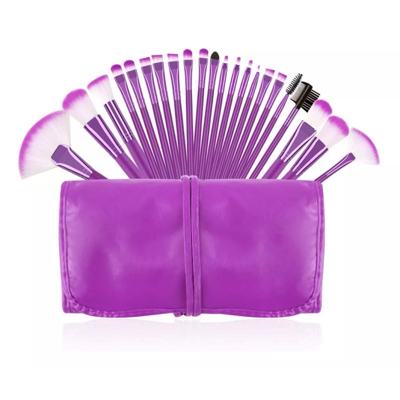 Bloomingboom Jugo De Brochas De Maquillaje Con Bolsa Morada, 22