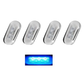 Blue Boat LED Night Fishing Lights, Courtesy Lights, Deck Lights, Marine Boat Led Lights, Boat Interior Lights, Yacht Lights For Pontoon, Boat, Bass Boat, Yacht, 3" Oblong Courtesy Light, 4 Pcs