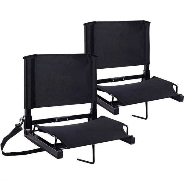 Ohuhu Stadium Seats for Bleachers with Back Support, 2 Pack Stadium Seats Bleacher Seat Chairs with Backs and Cushion Wide Folding & Portable with Shoulder Straps