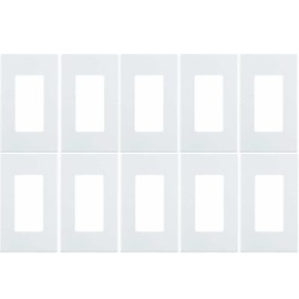 Leviton 80301-SW 1-Gang Decora Plus Wallplate Screwless Snap-On Mount (10 Pack, White)
