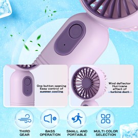 Rossesay Mini Portable Fan Bulk Cute Handheld Lightweight Small Little Personal Hand Eyelash Fan 3 Speeds USB Rechargeable for Women Men Indoor Outdoor Makeup Travel (Purple,1 Pcs)