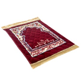 JE JOUE Prayer Rug Muslim Mat Islamic Soft Large Prayer Matt Islam, Padded Islamic Prayer Mat Thick for Men and Women, Janamaz, Sajadah （Red）