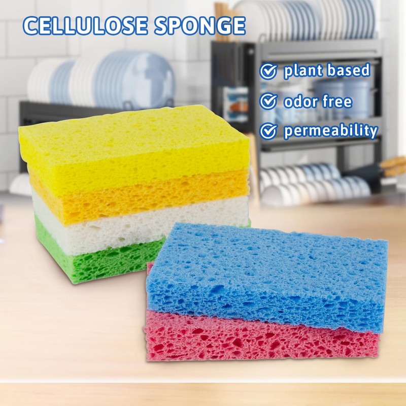 Multi-Use Cellulose Kitchen Sponges Compressed Cellulose Sponges, Non-Scratch, Dish Sponge