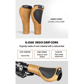 GORIX Bike Ergo Grips Cork Bar End Lock On Handlebar Mountain Bicycle MTB (G.Oak)