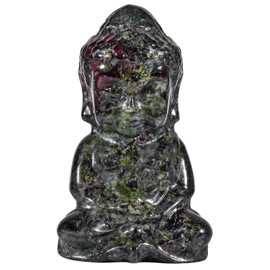 KYEGYWO 5 cm Dragon Bloodstone Hand Carved Crystal Baby Buddha Figure, Stone Lucky Buddha Statues Buddhist Decor Healing Stone Talisman Fengshui Sculpture Ornament for Reiki Healing and Meditation