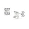 SOLIDSILVER -Sterling Silver Square cut Crystal Clear CZ Accent Stud
