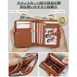 Bahoes Men's Bi-Fold Wallet, Popular Brand, Tochigi Leather, Bifold Wallet, Large Capacity, Box-Shaped Coin Purse, YKK Zipper, Skimming, Made by First-class Leather Artisans, Thin, Men's, Gentlemen,