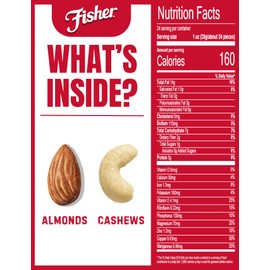 Fisher Oven Roasted Never Fried Almond & Cashew Blend, 24 Ounces (Pack of 1), Healthy Snacks for Adults, No Added Oil, Artificial Ingredients or Preservatives, Trail Mix, Gluten Free